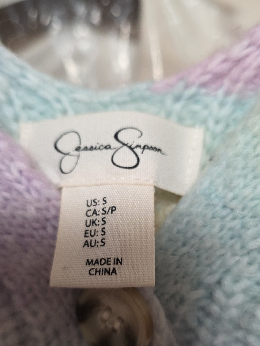 Pastel Ombre Chunky Knit Button-Up Cardigan Crop SM - Women Sweaters - Picture 2 of 4
